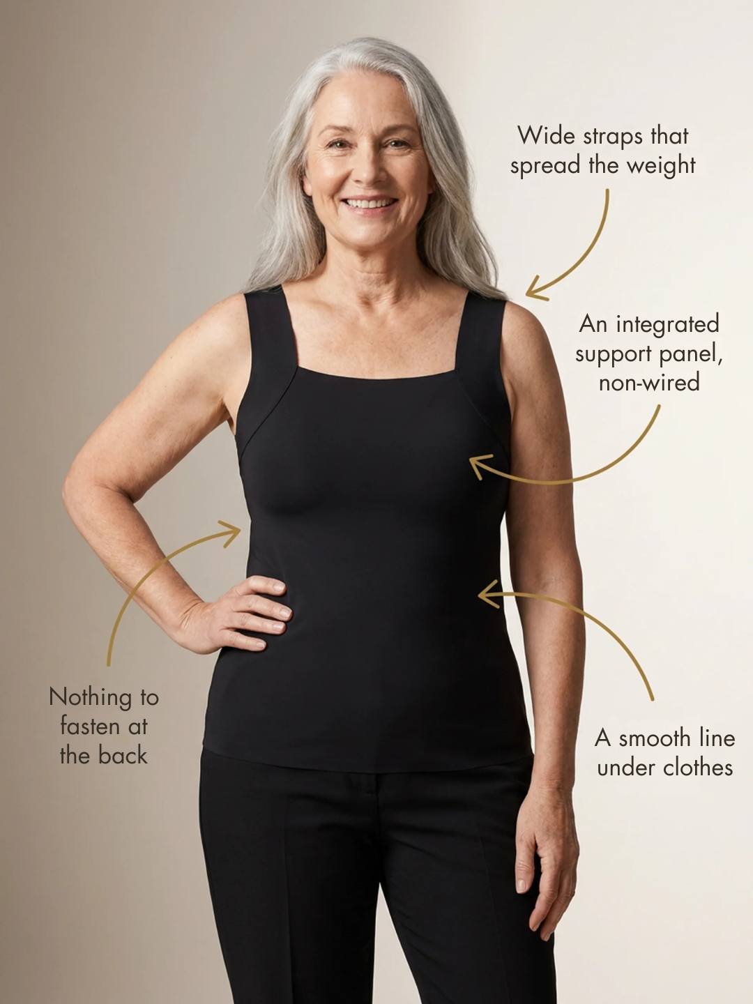 TrueLift™ Support Tank | Built-In Support, Sculpting Fit, No Back Band
