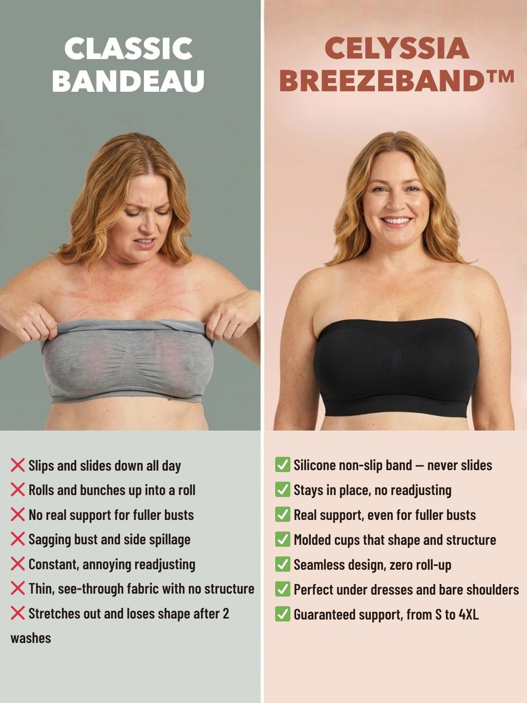 BreezeBand™ Bandeau Bra | Zero Readjusting, Zero Marks, Zero Discomfort