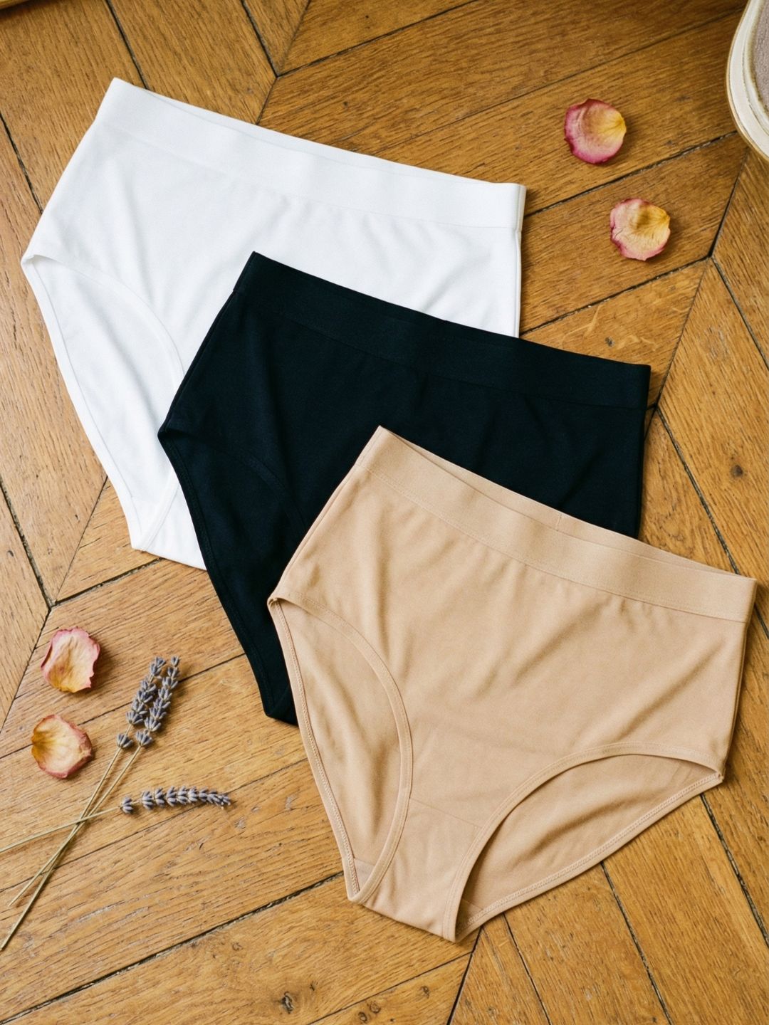 3-Pack UltraMorpho™ Panties: Black, White, Beige