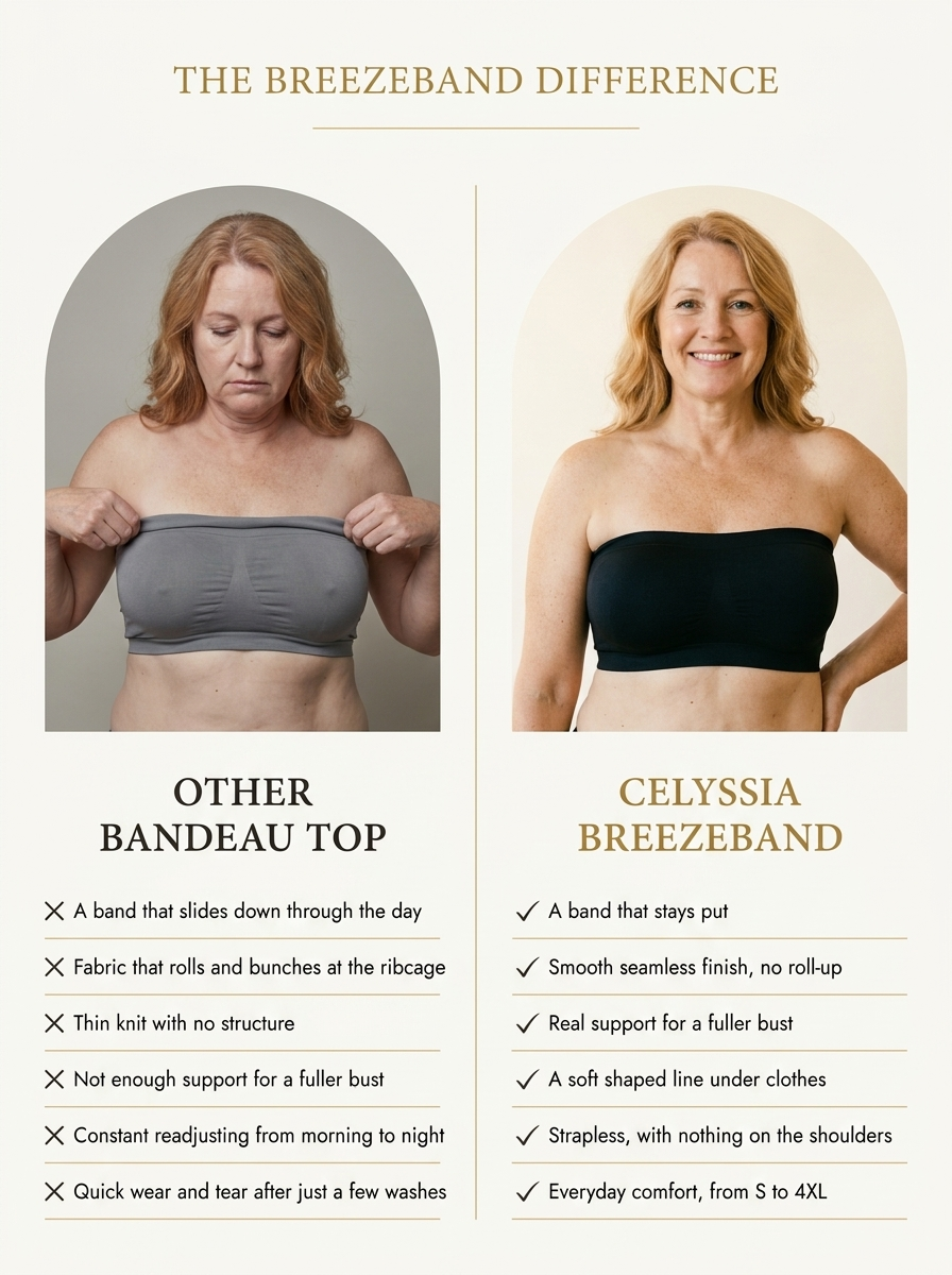 BreezeBand™ Bandeau Bra | Zero Readjusting, Zero Marks, Zero Discomfort